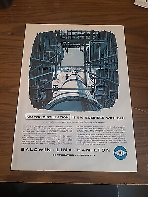 #ad Baldwin Lima Hamilton Print Ad 1962 Water Distillation 8x11