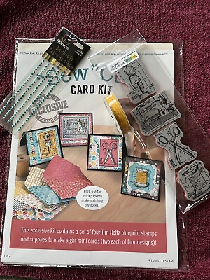 #ad Tim Holtz Stamps Set”Sew”Cute Card Making Kit stamps cord Nailhd No Paper