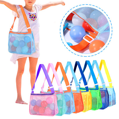 #ad #ad Kids Beach Mesh Bags Toy Shell Collecting Storage Bags Swimming Pouch Zipper