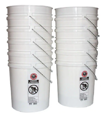 #ad 5 Gallon Plastic Bucket Heavy Duty White Paint Pail Storage Buckets 10 Pack