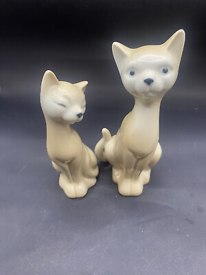 #ad Pair Of Otagiri Mercantile Company OMC Vintage Siamese Cat Figurines Porcelain