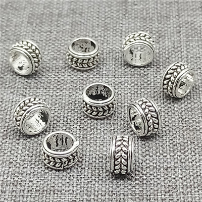 #ad 15pcs of 925 Sterling Silver Spacer Beads w Chain Style Diameter 6mm Hole 4mm