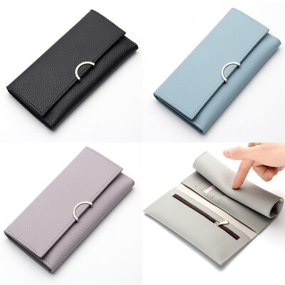 #ad Slim Wallets Leather Long Clutch Long Handbags Card Holder Purse Xmas Gift