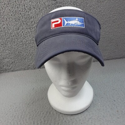 #ad PELAGIC Visor Hat Mens Navy Blue Fishing Fish Logo Performance Adjustable