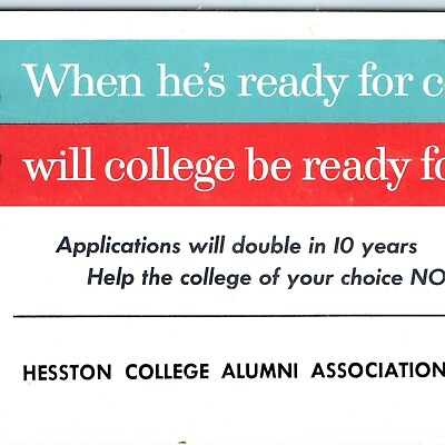 #ad c1950s Hesston Kansas College Alumni Blotter Higher Education Advertising 5R