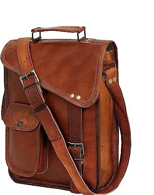 #ad leather satchel tablet bag laptop case office shoulder messenger gift for men