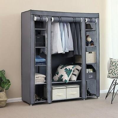 #ad New Design Portable Closet Wardrobe Clothes Rack Storage Organizer Shelf Durable