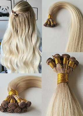 #ad 18quot; 20″ 22quot; Rooted Hand Tied Weft 100 grams Human Hair Extensions #T17 1001