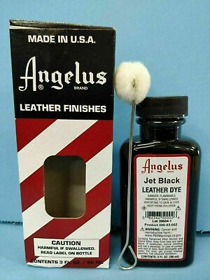 Angelus Jet Black Leather Dye 3 oz. with Applicator for Shoes Boots Bags NEW $8.29