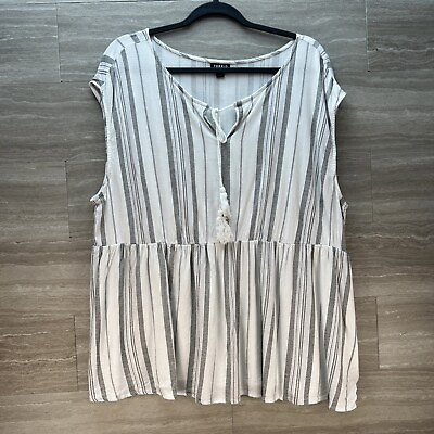 #ad TORRID Women’s Size 1 Gray and White Striped Sleeveless Blouse Rayon and Spandex