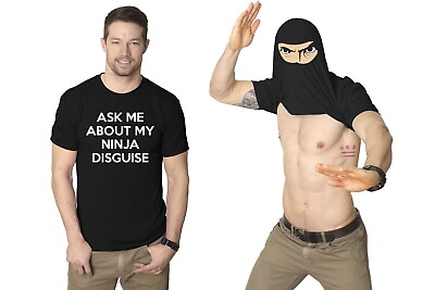 #ad Mens Ask Me About My Ninja Disguise Flip T shirt Funny Costume Graphic Humor Tee