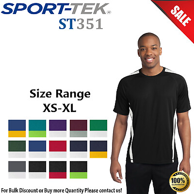#ad Sport Tek Mens Short Sleeve Colorblock PosiCharge Competitor Crew Neck Tee ST351