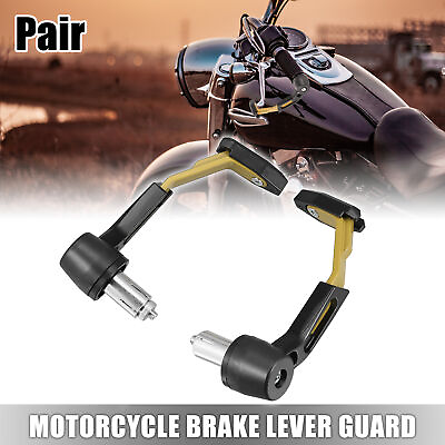 #ad Pair 7 8quot; 22mm Motorcycle Brake Lever Guard Handlebar Protector Clutch Gold Tone