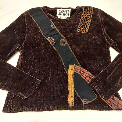 #ad VTG Donna Jessica Womens Corduroy Sweater Sz 1 US M Brown Long Sleeve NWOT