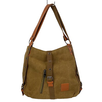 #ad Canvas Backpack Women#x27;s Handbag Crossbody Bag Brown Double Strap