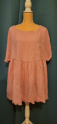 #ad nwot We the Free womens L free people pink linen blend oversized pleated blouse