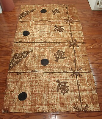 #ad Vintage Pacific Islands Tapa Cloth Polynesian Oceana 37quot; x 68quot; Handmade
