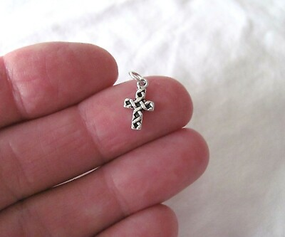 #ad Very small Sterling Silver Celtic Cross mini tiny charm.