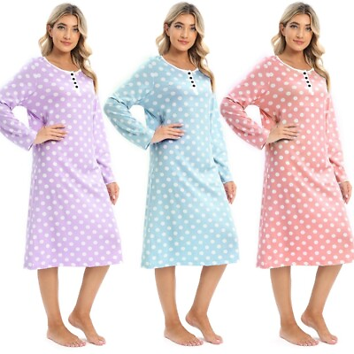 #ad Women Long Sleeve Sleep Shirt Tee Pajama Top Dress T shirt Nightgown Nightshirt