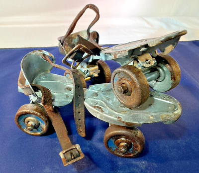 #ad Vintage hustler speed King steel wheel roller skates adjustable Illinois USA