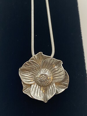 #ad 925 Sterling Silver Cute Flower Pendant ￼ Necklace 18 Inch Snake Chain 11.33 g ￼
