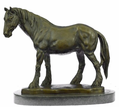 #ad Large Stallion Mustang Horse Bronze Marble Statue Sculpture Western Art Gift