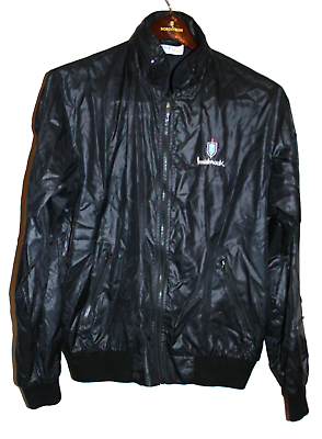 #ad VTG Mens Izod Club Black Full Zip Windbreaker Jacket Hooded Innisbrook Lrg L