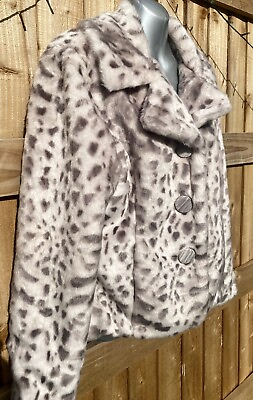 #ad Excellent condt. 14 cute soft faux fur blush and brown animal print jacket🥰