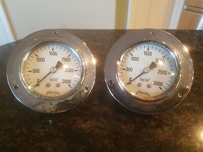 #ad Old Pressure Gauges Lot of 2 CHRISTIE Made in Germany 2 1 2quot; #63.11 69