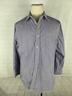 #ad Lauren Ralph Lauren Men#x27;s Purple Stripe Non Iron Cotton Dress Shirt 16.5 32 33