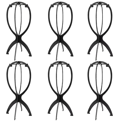 #ad 6 Pack Wig Stand Holder Portable Collapsible Wig Holder Stand for 14.2 In Black