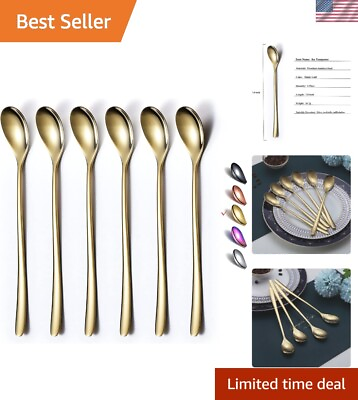 #ad Luxury Gold Titanium Plated Stainless Steel Spoon Set Classic Design Set of 6