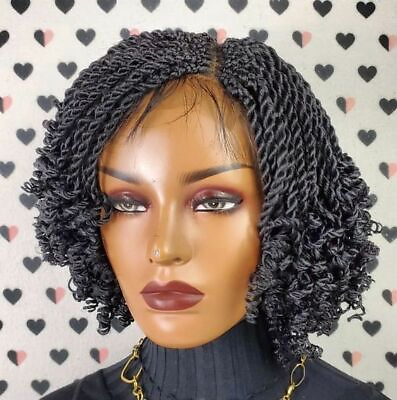 #ad New Short Black Wave Twisted Braids Wig Synthetic Braided Wigs for Black Women