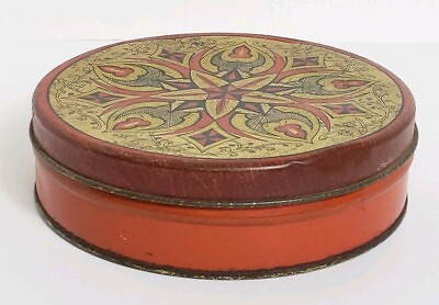 #ad Vintage Independent Can Co Baltimore Black Red Gold Round Metal Tin