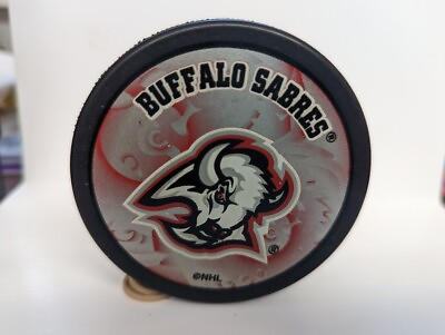 #ad Buffalo Sabres Vintage 1990#x27;s Red Black Miller Hockey Puck NHL Goat Head 🔥