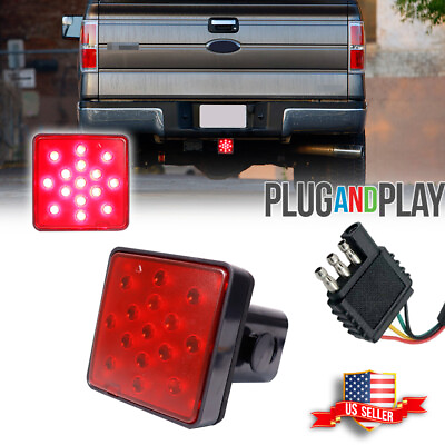 #ad Red Lens 15 LED Brake Light Trailer Hitch Cover Fit Towing amp; Hauling 2quot; Size