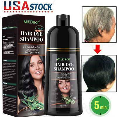 500ml Natural Ginger Permanent Black Hair Shampoo Coloring Dye for Men Women $23.95