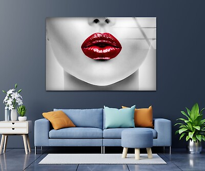 #ad Women Red LipsCool Art Tempered Glass Wall Art