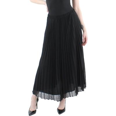 #ad Anne Klein Womens Black Pleated Lined Elastic Waist Maxi Skirt XXS BHFO 5080