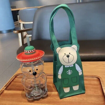 #ad New Starbucks Latin American Glass Bear Bottle With Bear Tumbler Green Carry Bag