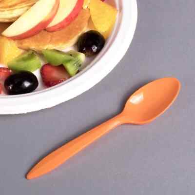#ad Karat PP Plastic Medium Weight Tea Spoons Orange 1000 ct U2008 Orange