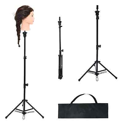 #ad 140cm Stainless Steel Wig Stand Adjustable Tripod for Mannequin Head Holder