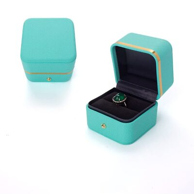 #ad Round Corner Gold Edge Gold Buckle Ring Box Ring Storage Box Jewelry Single S...