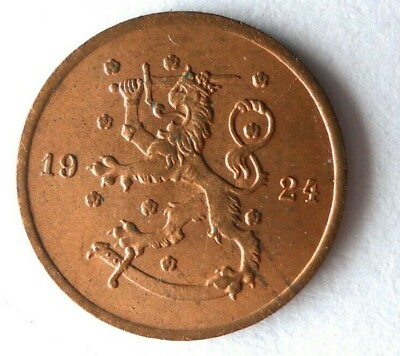 #ad 1924 FINLAND PENNI AU RED High Quality Coin FREE SHIP Bin #176