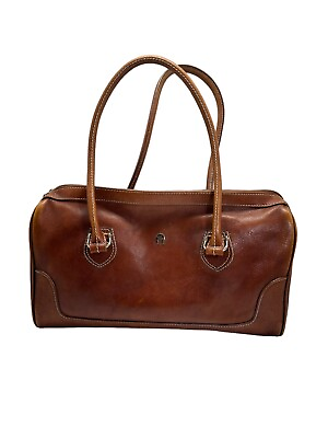 #ad Etienne Aigner Vintage Brown Leather Duffel Travel Tote Bag