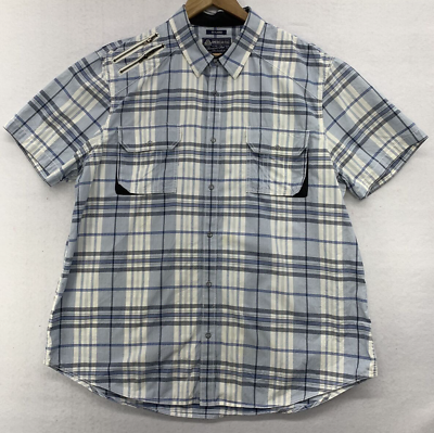 #ad American Rag 100% Cotton Button Down Shirt Men#x27;s Size XXL Blue Short Sleeve