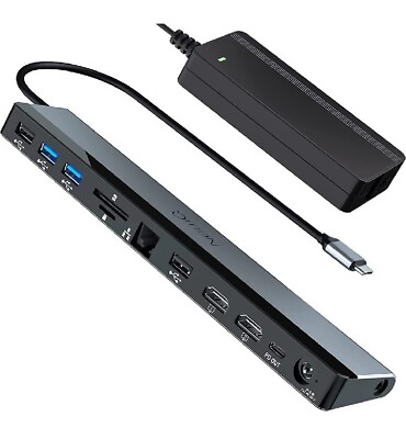 #ad USB C Docking Station Dual Monitor with 96W Adapter: NewQ 12 in 1 Thunderbolt 3