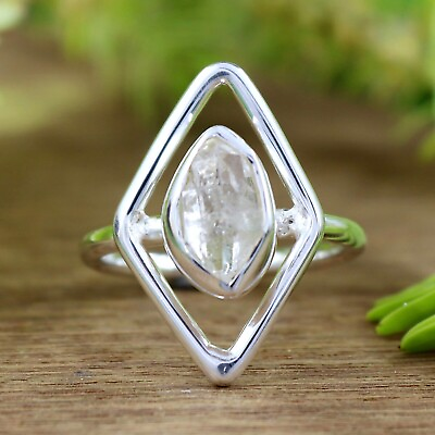 #ad Natural Herkimer Diamond 925 Sterling Silver Handmade Jewelry Ring Size 6