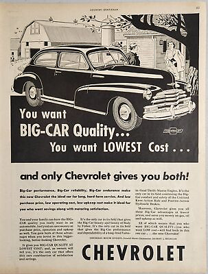 #ad 1947 Print Ad Chevrolet 2 Door Farm Car Farmer amp; Wife House amp; Barn DetroitMI