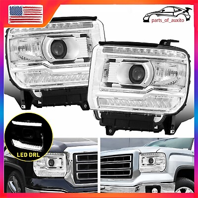 #ad Projector LED Head DRL Lamp Lights For 2014 2018 GMC Sierra 1500 2500 3500